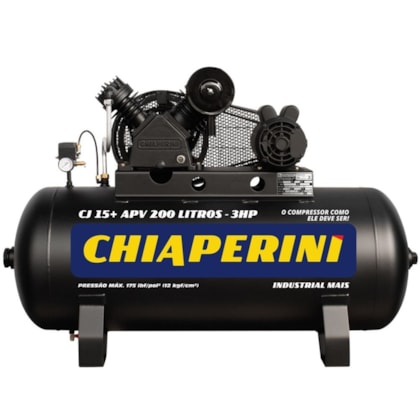 COMPRESSOR DE AR 15 PES 200L 3HP 175PSI 15+APV + APV IP21 MONOFASICO 110V / 220V - CHIAPERINI