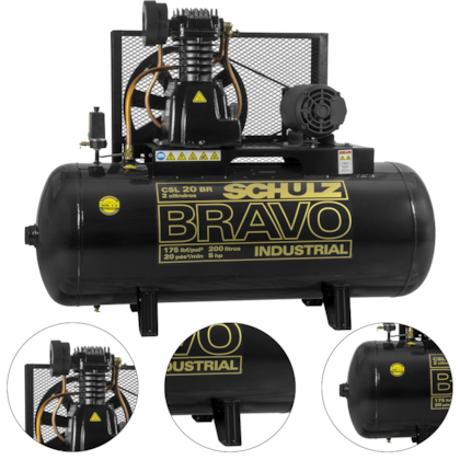 COMPRESSOR DE AR BRAVO 20 PÉS 200L 5HP 380V CSL20BR/20 - 922.7759-0 SCHULZ COMPRESSOR DE AR BRAVO 20 PÉS 200L 5HP 380V CSL20BR/20 - 922.7759-0 SCHULZ