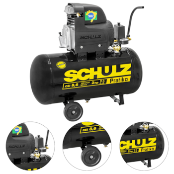 COMPRESSOR DE PISTÃO 50L PRATIKO CSI 8,6/50 2CV - 915.0428-0 SCHULZ COMPRESSOR DE PISTÃO 50L PRATIKO CSI 8,6/50 2CV - 915.0428-0 SCHULZ