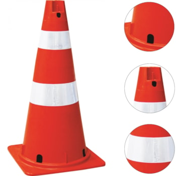 CONE LARANJA SEMI FLEXIVEL 75CM - REFLETIVO - PLASTCOR