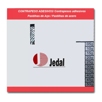 CONTRAPESO DE AÇO ADESIVO MODELO 66ZN 05GR COM RÉGUA ROLO COM 500PÇS - 366005Z JEDAL