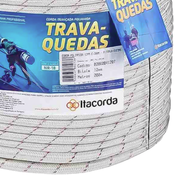 CORDA TRANÇADA POLIÉSTER VIRGEM TRAVA-QUEDAS 12MM X 200M - 02060041207  ITACORDA - HBR Flex