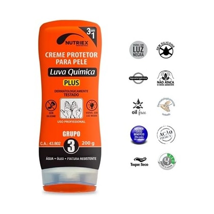 CREME PROTETOR PARA PELE LUVA QUÍMICA NUTRIEX GRUPO 3 200G CREME PROTETOR PARA PELE LUVA QUÍMICA NUTRIEX GRUPO 3 200G