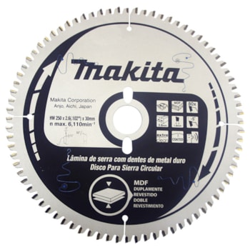 DISCO CORTA MDF REVESTIDO SERRA 10P 80 DENTES - B-39285 MAKITA DISCO CORTA MDF REVESTIDO SERRA 10P 80 DENTES - B-39285 MAKITA