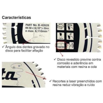 DISCO CORTA MDF REVESTIDO SERRA 10P 80 DENTES - B-39285 MAKITA DISCO CORTA MDF REVESTIDO SERRA 10P 80 DENTES - B-39285 MAKITA