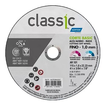 DISCO CORTE CLASSIC BASIC AR 101 4.1/2" 115MM - 000000066252846361 NORTON