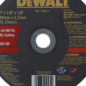DISCO DE CORTE DE METAL 7" X 1/8" X 7/8" - DW44560 DEWALT