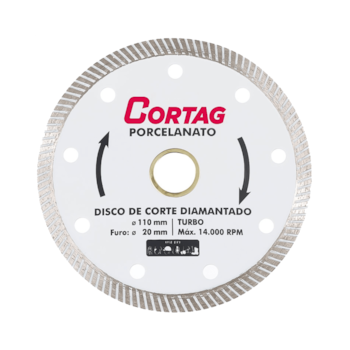 DISCO DE CORTE DIAMANTADO TURBO PORCELANATO 110MM - 60863 CORTAG