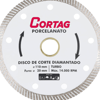 DISCO DE CORTE DIAMANTADO TURBO PORCELANATO 110MM - 60863 CORTAG