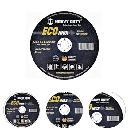 DISCO DE CORTE ECOINOX 178 X 1,6 X 22,2 - 168968 HEAVY DUTY DISCO DE CORTE ECOINOX 178 X 1,6 X 22,2 - 168968 HEAVY DUTY