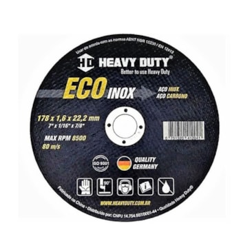 DISCO DE CORTE ECOINOX 178 X 1,6 X 22,2 - 168968 HEAVY DUTY DISCO DE CORTE ECOINOX 178 X 1,6 X 22,2 - 168968 HEAVY DUTY