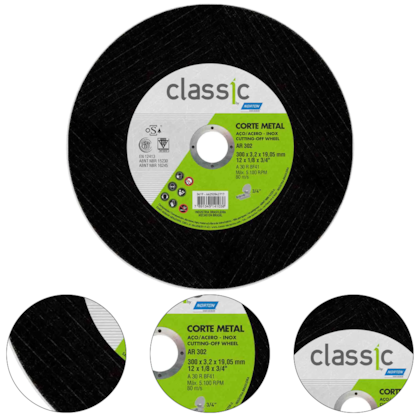 DISCO DE CORTE INOX AR302 CLASSIC 14" X 1/8" X 1" (350 X 3,0 X 25,40MM) - 000000066252845630 NORTON DISCO DE CORTE INOX AR302 CLASSIC 14" X 1/8" X 1" (350 X 3,0 X 25,40MM) - 000000066252845630 NORTON