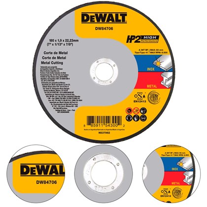 DISCO DE CORTE INOX HP2 7" X 1,9MM X 7/8" - DW84706 DEWALT