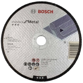 DISCO DE CORTE METAL 7" 180 X 3,0MM GR.30 - 2608603167000 BOSCH DISCO DE CORTE METAL 7" 180 X 3,0MM GR.30 - 2608603167000 BOSCH