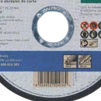 DISCO DE CORTE PARA INOX 4"-1/2" 115 X 1,0MM STANDARD - 2608619741 BOSCH