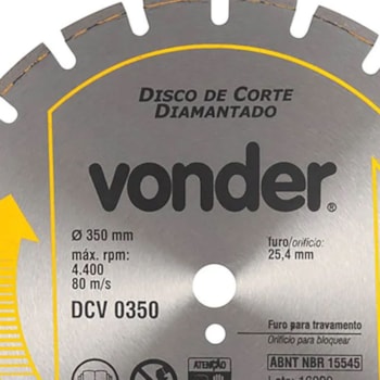 DISCO DE CORTE SEGMENTADO PARA ASFALTO/CONCRETOS  DCV 0350 - VONDER