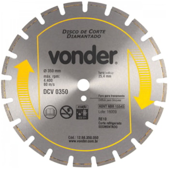 DISCO DE CORTE SEGMENTADO PARA ASFALTO/CONCRETOS  DCV 0350 - VONDER