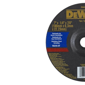 DISCO DE DESBASTE INOX 7" X 1/4" X 7/8" - DW44811 DEWALT