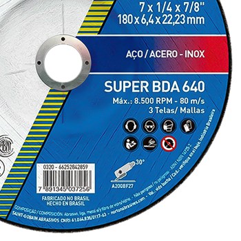 DISCO DE DESBASTE SUPER BDA 640 4.1/2" 115 X 6,4 X 22,23MM - 000000066252842857 NORTON