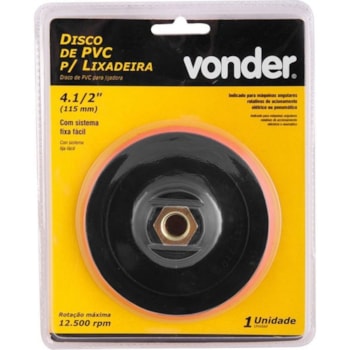 DISCO DE PVC PARA LIXADEIRA 4 1/2" - VONDER 1240412412 DISCO DE PVC PARA LIXADEIRA 4 1/2" - VONDER 1240412412