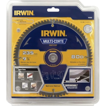 DISCO DE SERRA CIRCULAR 235 MM COM 80 DENTES - 1863684 IRWIN