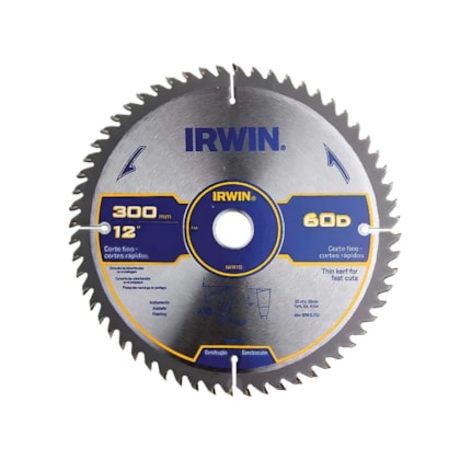 DISCO DE SERRA CIRCULAR 300 MM COM 60 DENTES - IW14310 IRWIN