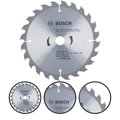 DISCO DE SERRA CIRCULAR ECOLINE Ø184MM 24D - 2608644329000 BOSCH