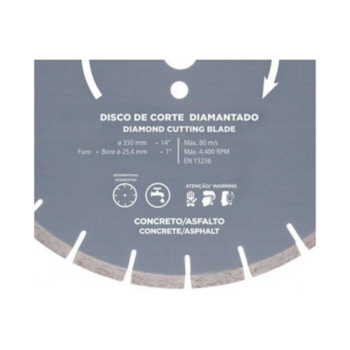DISCO DIAMANTADO CONCRETO/ ASFALTO 350MM PROF. PLUS - 60666 CORTAG DISCO DIAMANTADO CONCRETO/ ASFALTO 350MM PROF. PLUS - 60666 CORTAG
