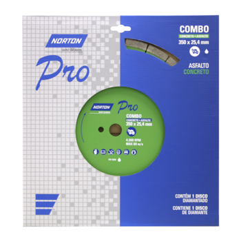 DISCO DIAMANTADO SEGMENTADO P/ ASFALTO E CONCRETO PRO COMBO 14" 350MM - 000000070184602123 NORTON