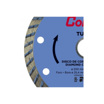 DISCO DIAMANTADO TURBO Ø200 / FURO Ø25,4 / REDUÇÃO Ø22,2 - 61615 CORTAG