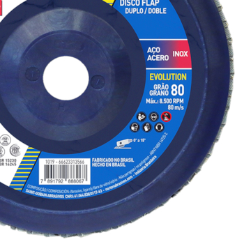 DISCO FLAP EVOLUTION R822 4.1/2" 115MM G120 - 000000066623313734 NORTON DISCO FLAP EVOLUTION R822 4.1/2" 115MM G120 - 000000066623313734 NORTON