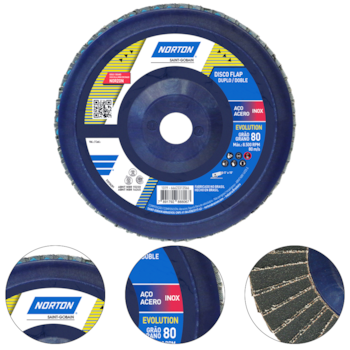 DISCO FLAP EVOLUTION R822 4.1/2" 115MM G80 - 000000066623313733 NORTON DISCO FLAP EVOLUTION R822 4.1/2" 115MM G80 - 000000066623313733 NORTON