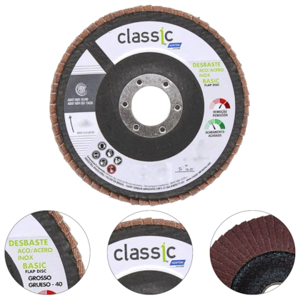 DISCO FLAP FIBRA CLASSIC BASIC R201 4.1/2" 115X22.23MM G80 - 000000078072707800 NORTON DISCO FLAP FIBRA CLASSIC BASIC R201 4.1/2" 115X22.23MM G80 - 000000078072707800 NORTON