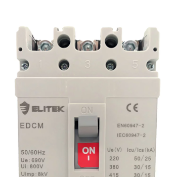DISJUNTOR TERMOMAGNÉTICO EM CAIXA MOLDADA TRIFÁSICO TRIPOLAR FIXO EDCM63L3P63A - 1042 ELITEK