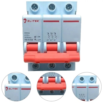 DISJUNTOR TRIFASICO TRIPOLAR 80A CURVA C ED103C80A - 1033 ELITEK DISJUNTOR TRIFASICO TRIPOLAR 80A CURVA C ED103C80A - 1033 ELITEK