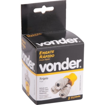 ENGATE RÁPIDO TRIPLO PARA AR COMPRIMIDO 1/4 POLEGADAS FÊMEA - 5111003000 VONDER ENGATE RÁPIDO TRIPLO PARA AR COMPRIMIDO 1/4 POLEGADAS FÊMEA - 5111003000 VONDER