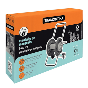 ENROLADOR PLASTICO PARA MANGUEIRAS DE 1/2" CAPACIDADE DE ATE 55M COM BRACOS METALICOS - TRAMONTINA