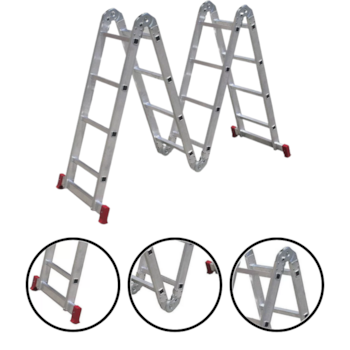 ESCADA ARTICULADA 13 EM 1 DE ALUMÍNIO 4X4 DEGRAUS 1,91/4,23M - ESC0293 BOTAFOGO