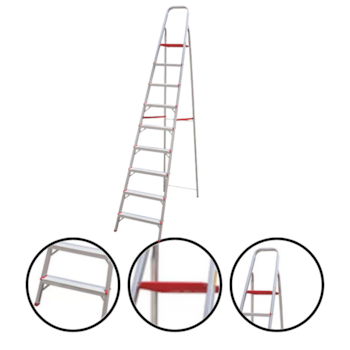 ESCADA CAVALETE ALUMÍNIO 9 DEGRAUS 1,95M - ESC0068 BOTAFOGO