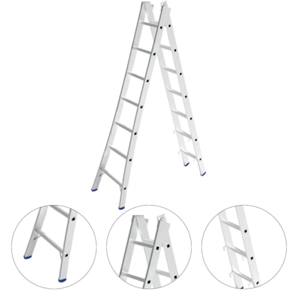 ESCADA PINTOR DUPLA 4,50MT 14 DEGRAUS 30/70 - PN214 ALULEV ESCADA PINTOR DUPLA 4,50MT 14 DEGRAUS 30/70 - PN214 ALULEV