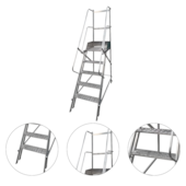 ESCADA PLATAFORMA 7 DEGRAIS + PLATAFORMA ALTURA UTIL 2M PADRAO NR12 - ESCALEVE