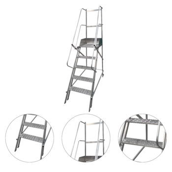 ESCADA PLATAFORMA 7 DEGRAIS + PLATAFORMA ALTURA UTIL 2M PADRAO NR12 - ESCALEVE