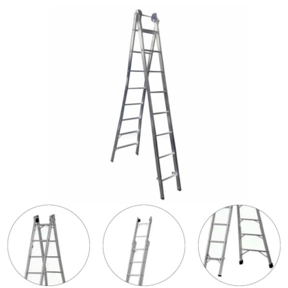ESCADA PROFISSIONAL 4 EM 1 COM 8 DEGRAUS - P308 SBA ESCADA PROFISSIONAL 4 EM 1 COM 8 DEGRAUS - P308 SBA