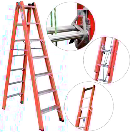 ESCADA TESOURA DUPLA EM ALUMÍNIO/FIBRA 7 DEGRAUS 2,10 METROS TAFD-7 WBERTOLO ESCADA TESOURA DUPLA EM ALUMÍNIO/FIBRA 7 DEGRAUS 2,10 METROS TAFD-7 WBERTOLO