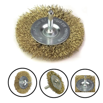 ESCOVA DE AÇO CIRCULAR C/ HASTE LATONADA - 319,0007 ROCAST ESCOVA DE AÇO CIRCULAR C/ HASTE LATONADA - 319,0007 ROCAST