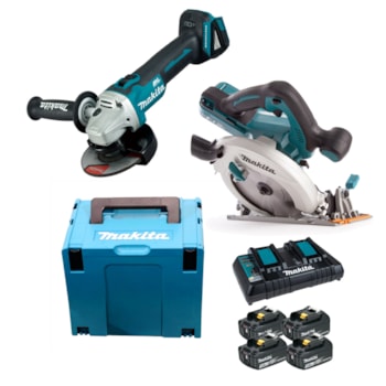 ESMERILHADEIRA ANG. DGA504Z + SERRA CIRCULAR DHS710Z + 4 BAT 3A + CARREGADOR + MALETA - MAKITA