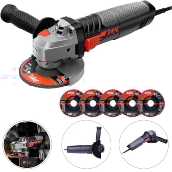 ESMERILHADEIRA ANGULAR COM 5 DISCOS 4.1/2" 830W 9004 - F0129004JS000 SKIL ESMERILHADEIRA ANGULAR COM 5 DISCOS 4.1/2" 830W 9004 - F0129004JS000 SKIL