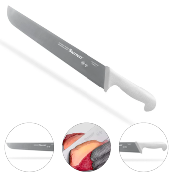 FACA DE CARNE COM LAMINA RETA LARGA 30CM (12") CABO BRANCO - STARRETT - BKW203-12