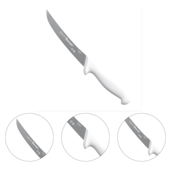 FACA DE DESOSSA COM LAMINA CURVA ESTREITA 6" (15CM) CABO BRANCO  -  STARRET