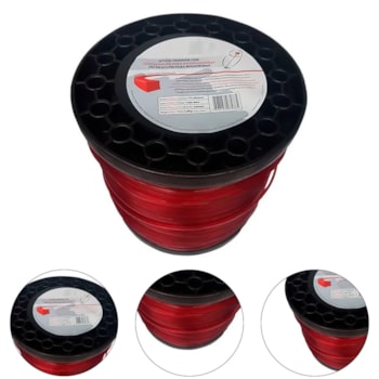 FIO DE NYLON 2,0MM REDONDO BOBINA 2,0KG APROXIMADAMENTE 558M VERMELHO USE 1301-017 - TL20R2000G TOYAMA